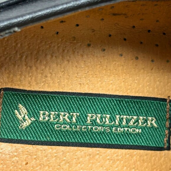 Bert Pulitzer Collectors Edn Black Leather Monk strap Cap-Toe Dress Shoes - Picture 3 of 10